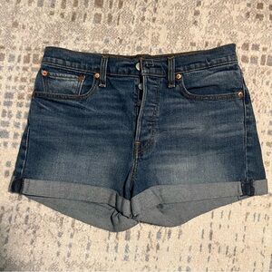 Levi's Dark Blue Button Fly Jean Shorts